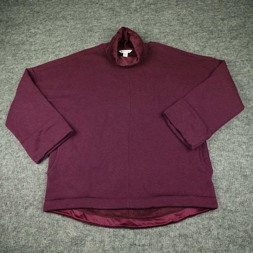 Athleta Pullover Womens Large Burgundy Cozy Karma Funnel Neck Sweatshirt Soft